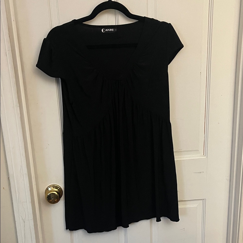 Cato Black Short-Sleeve V-Neck Empire Tunic